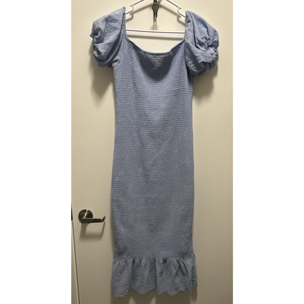 Baltic Born Women’s Light Blue Smocked Midi Dress – Cottagecore